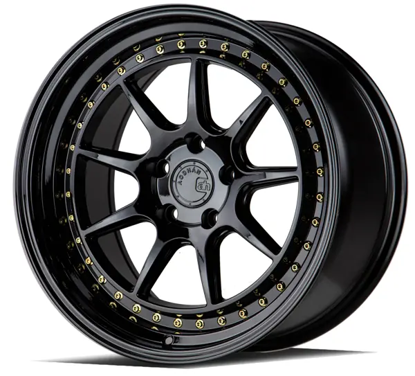 AodHan DS-X wheel in Gloss Black w/Gold Rivets